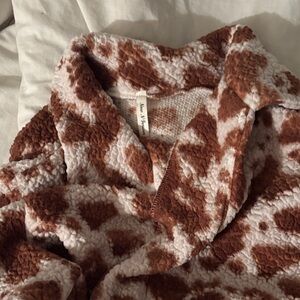 Cow print sherpa